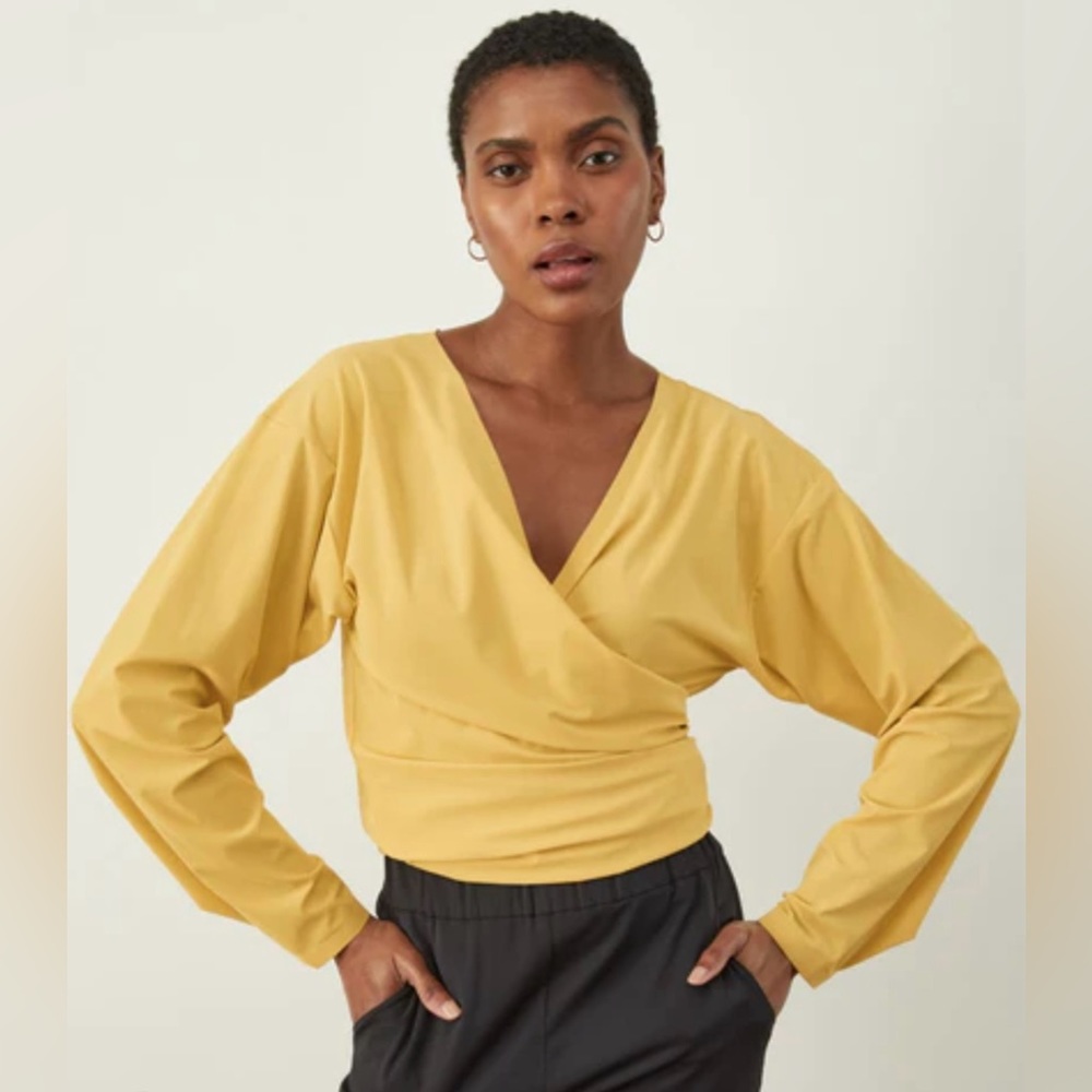 ADAY Yellow Wrap Blouse